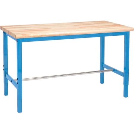 Global Industrial 60 x 30 Adjustable Height Workbench Square Tube Leg, Maple Safety Edge Blue 607006BL